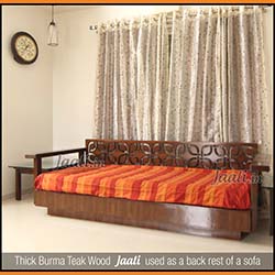 Thick Burma Teak Wood  Jaali  used as a back rest of a sofa